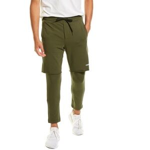 Men's 9PM 2 'N 1 Fleece Trainer Pants Army Green Size Large